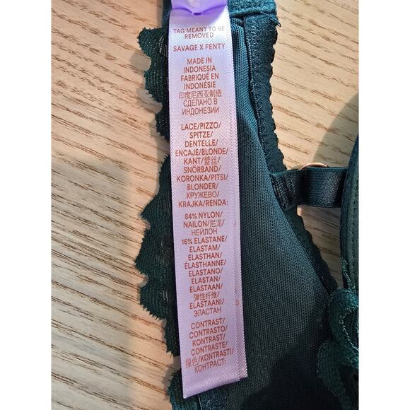 Savage Not Sorry Lace Balconette Bra – 38C, Underworld Green, New - Picture 6 of 6